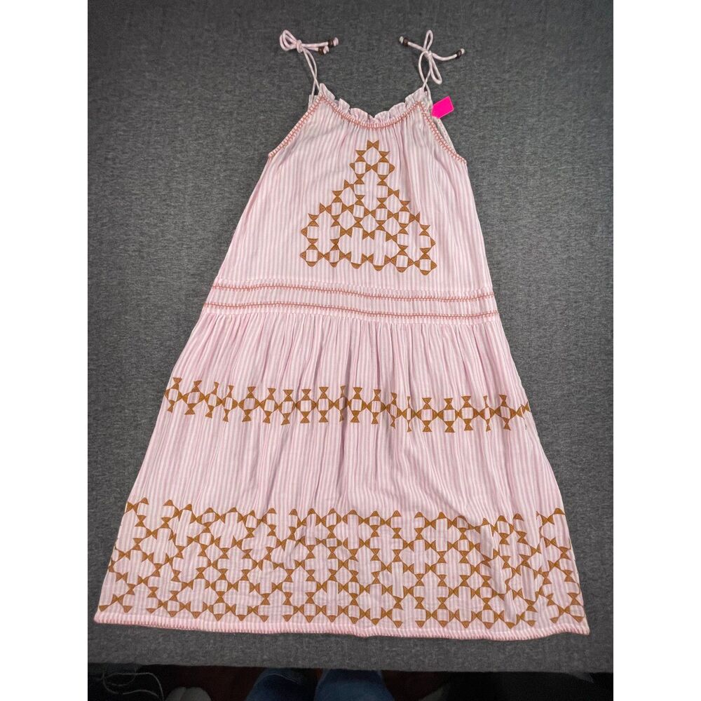 Uncle Frank Candy Stripe Dress Designer Archive Sample Pink Cotton Boho Midi - Picture 2 of 12